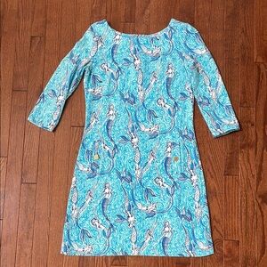 Lilly Pulitzer Blue Sheath Dress with 3/4 Sleeves